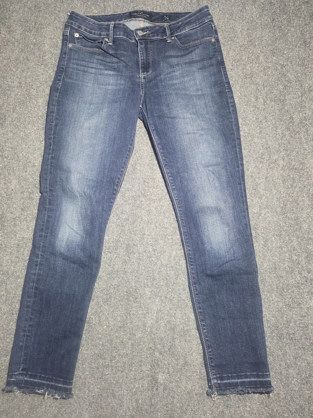 Lucky Brand Women's Jeans Size 10/30 Dark Wash Raw Hem Ankle Mid Rise Stretch